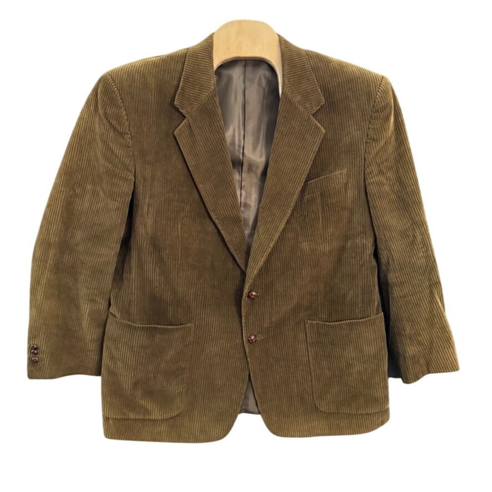 Circola Moda Classico Mens 44R Corduroy Blazer Olive Green Cotton Sport Coat